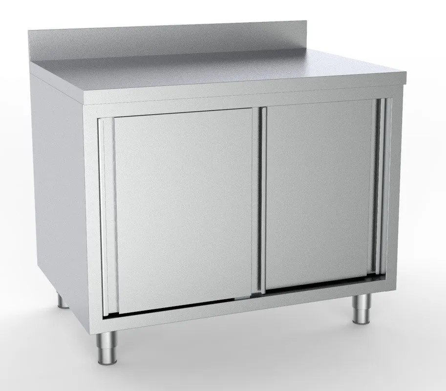 Meuble Inox Bas à 2 Portes avec Dosseret - L 2000 x P 600 mm - Reconditionné