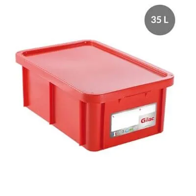 Bac Rectangulaire 35 L + Couvercle Rouge HACCP