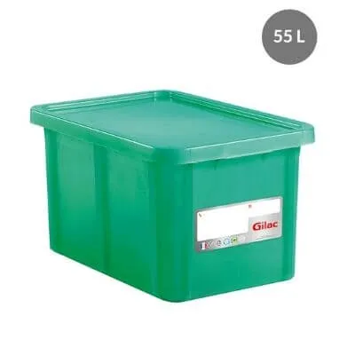 Bac HACCP Rectangulaire avec Couvercle - 55 L - Vert