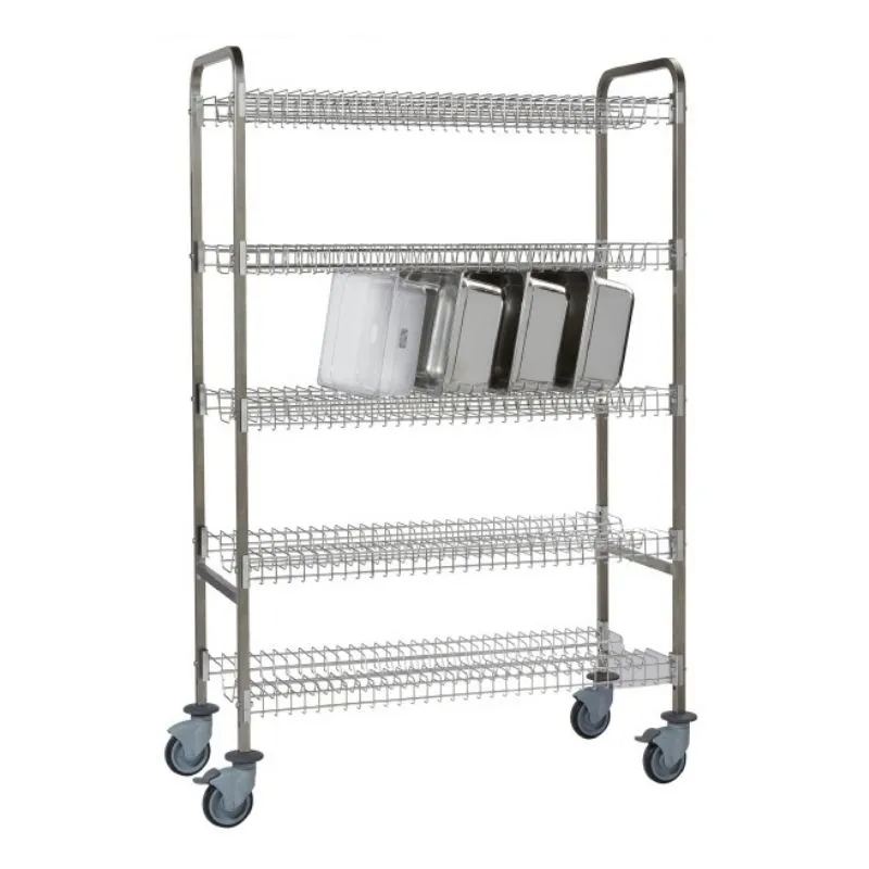 Chariot d'Egouttage et de Stockage de Bacs GN 1/1 - 4 Niveaux