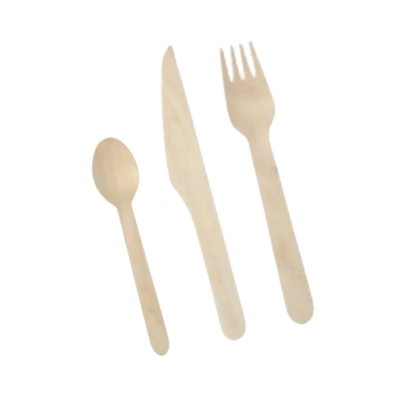 Couverts en Bouleau - Kit 3 Pièces : Couteau, Fourchette, Cuillère - Lot de 250