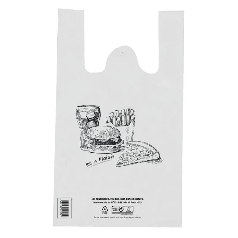 Sac Bretelles Réutilisable Snaking Blanc - 10 L - Lot de 500