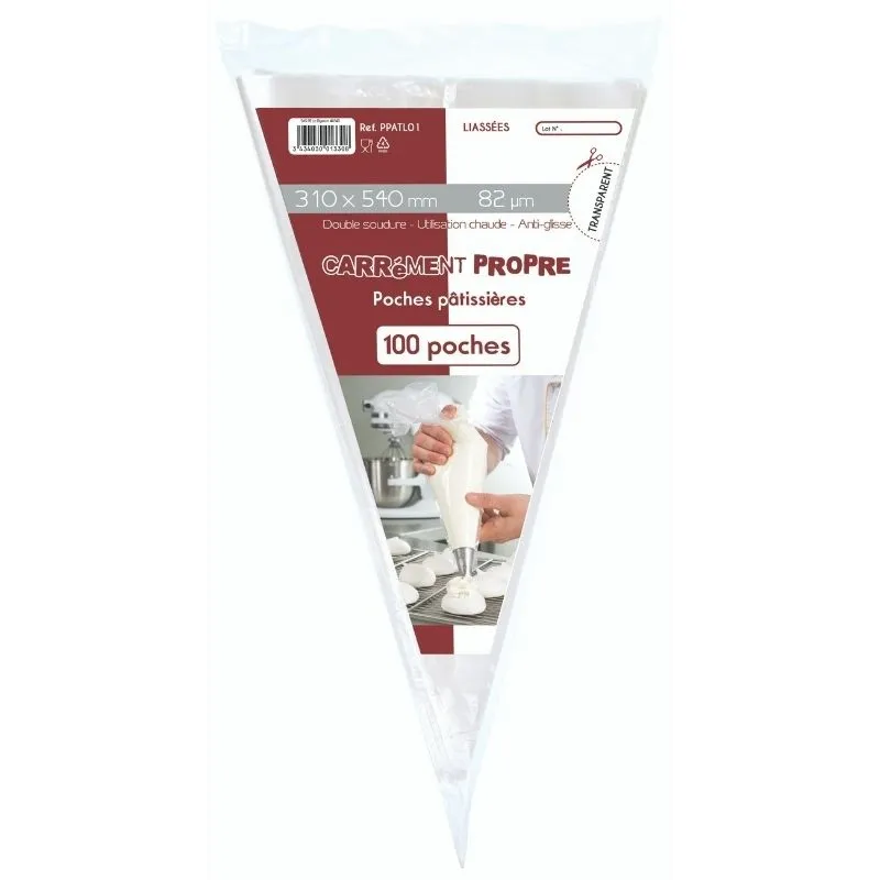 Pôches Pâtissières Liassées "Carrément Propre" - Lot de 100