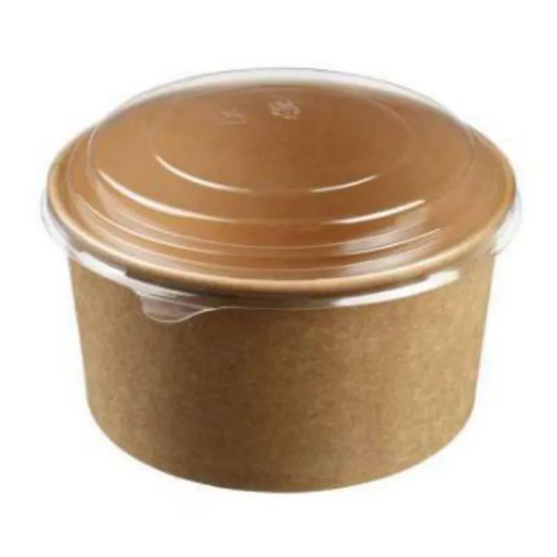 Bol à Salade en Kraft avec Couvercle - 1000 ml - ø 149 mm - Lot de 25