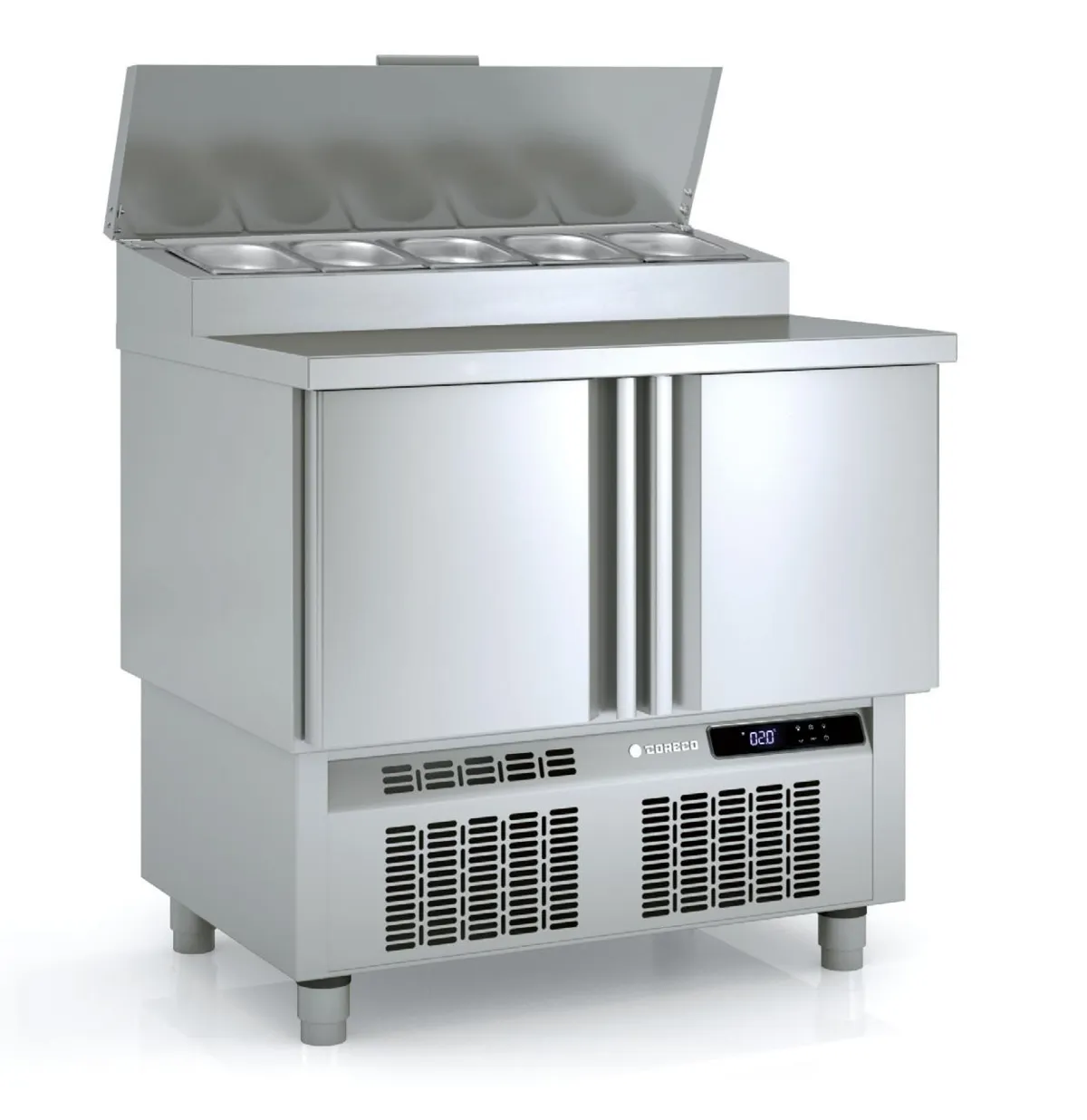 Saladette Réfrigérée Positive - 2 Portes - 169 L - 5 Bacs GN 1/4