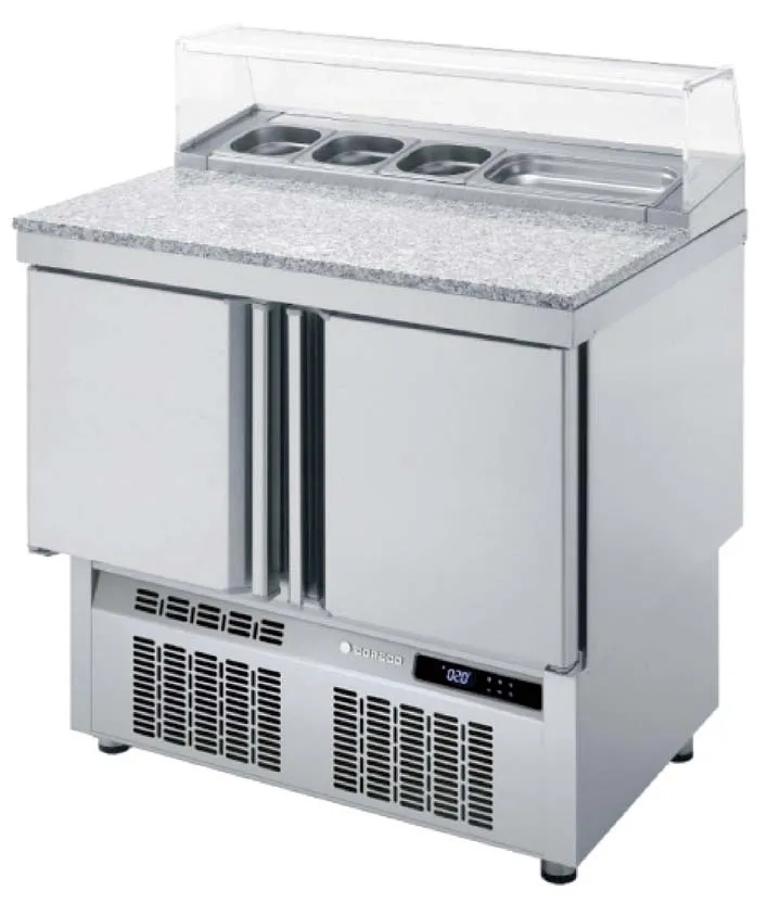 Saladette Réfrigérée Positive - 2 Portes - 169 L - 5 Bacs GN 1/6