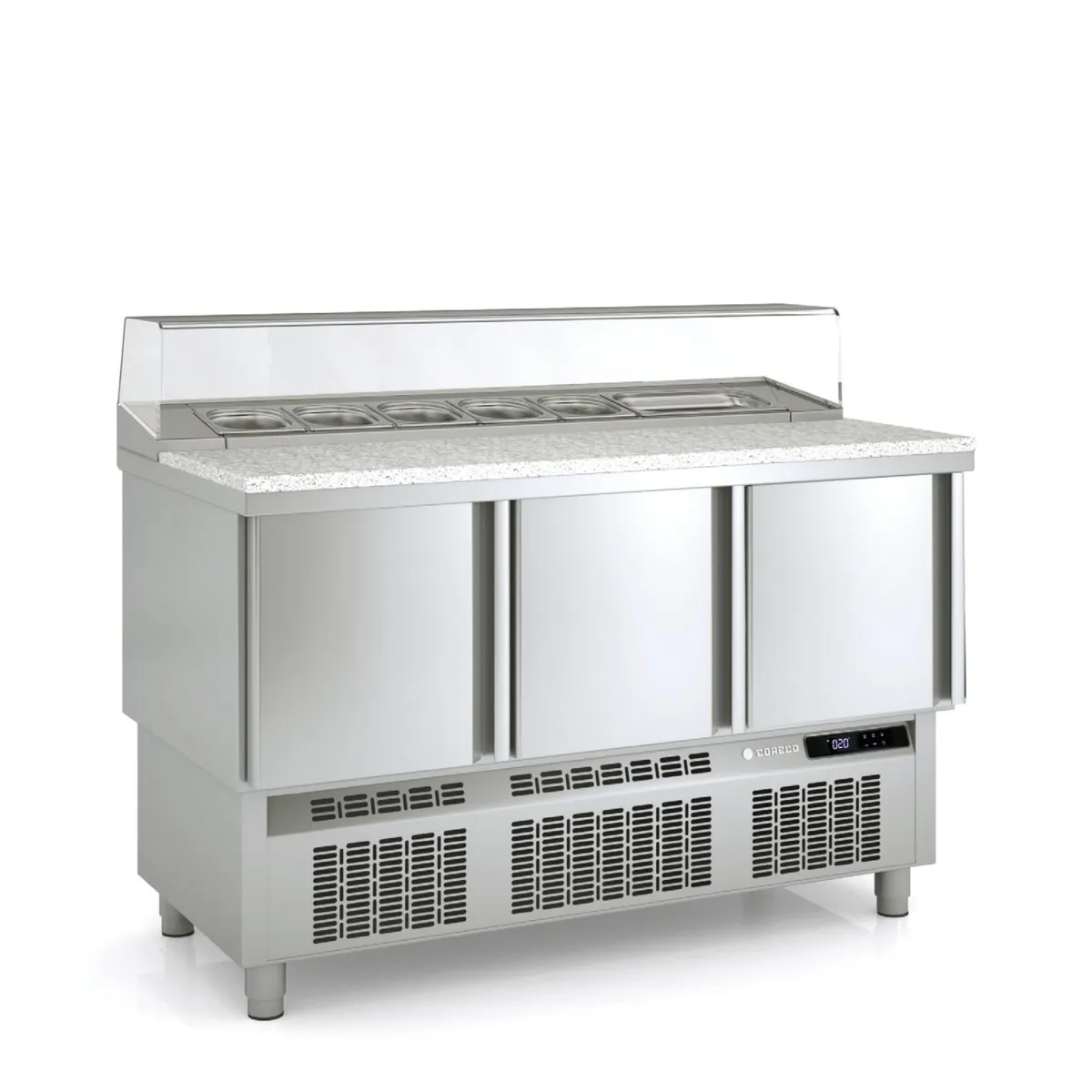 Saladette Réfrigérée Positive - 3 Portes - 264 L - 7 Bacs GN 1/6