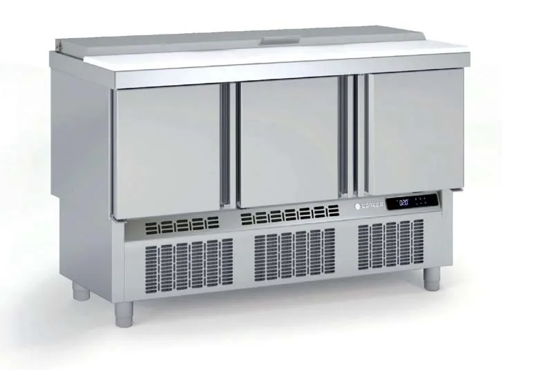 Saladette Réfrigérée Positive - 3 Portes - 264 L - 18 Bacs GN 1/6 et 6 Bacs GN 1/9
