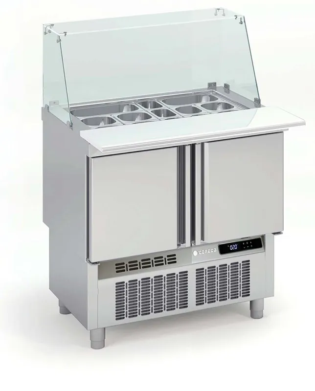 Saladette Réfrigérée Positive pour Fast-Food - 2 Portes - 169 L - 15 Bacs GN 1/6