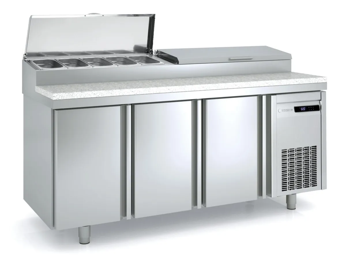 Meuble de Préparation à Pizza - 3 portes - 562 L - 10 Bacs GN 1/3