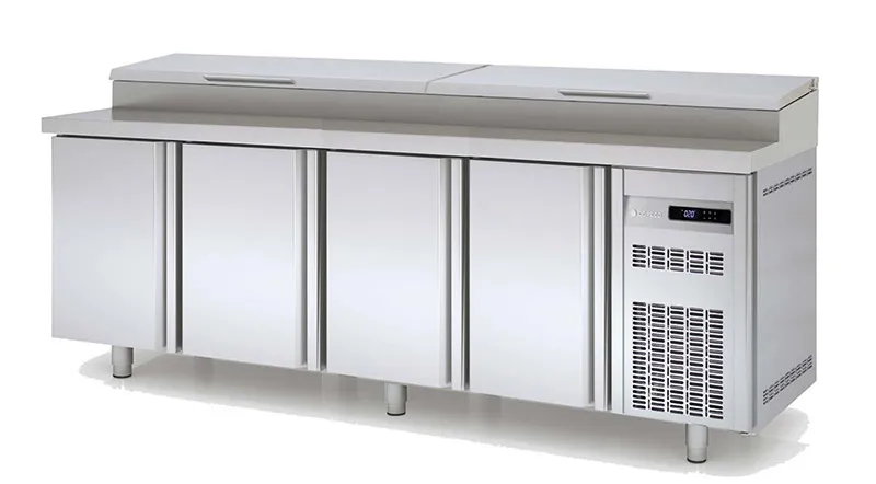 Meuble de Préparation à Pizza - 4 portes - 815 L - 12 Bacs GN 1/3