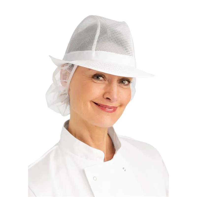 Chapeau Trilby Blanc avec Résille - Taille L