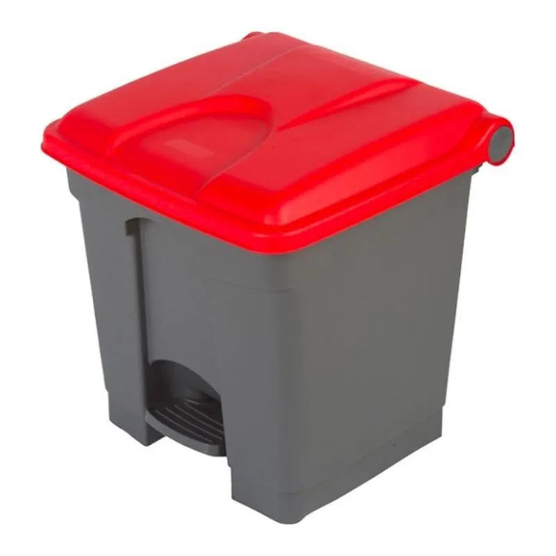 Poubelle à Pédale Grise et Rouge - 30 L