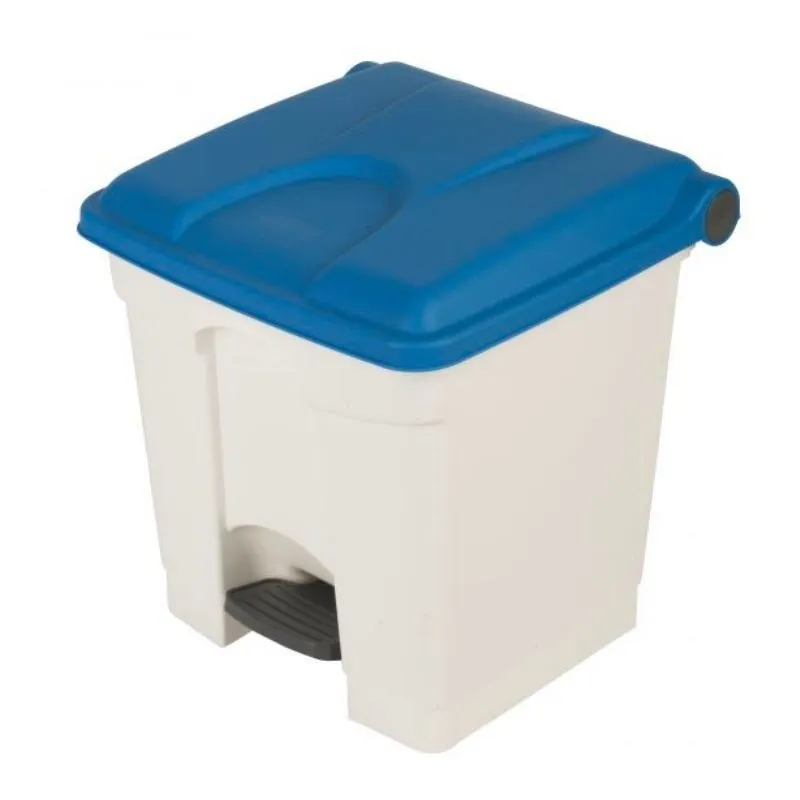 Poubelle à Pédale Blanche et Bleue - 30 L