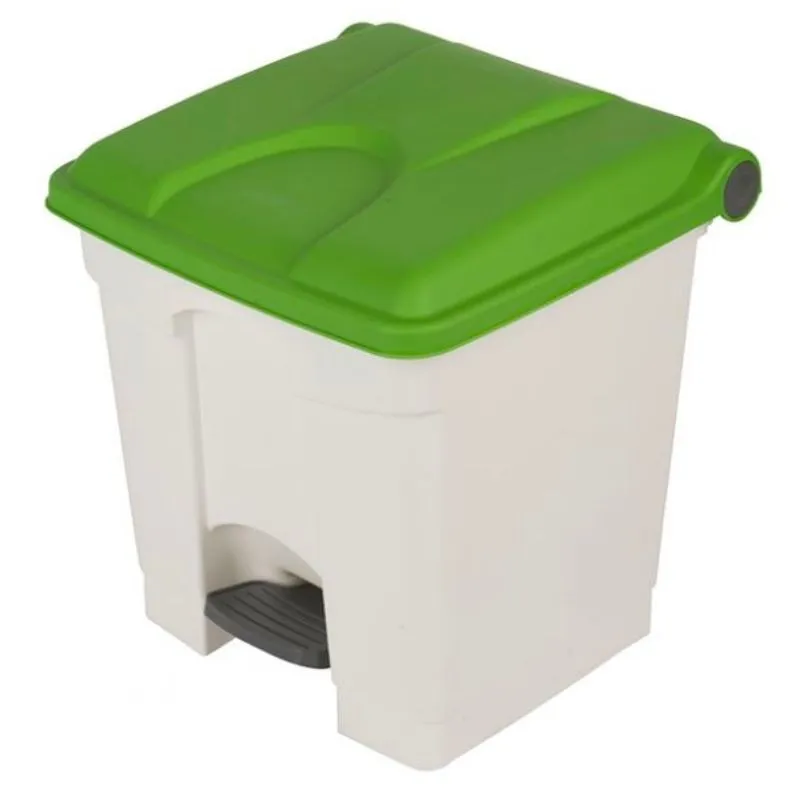 Poubelle à Pédale Blanche et Verte - 30 L