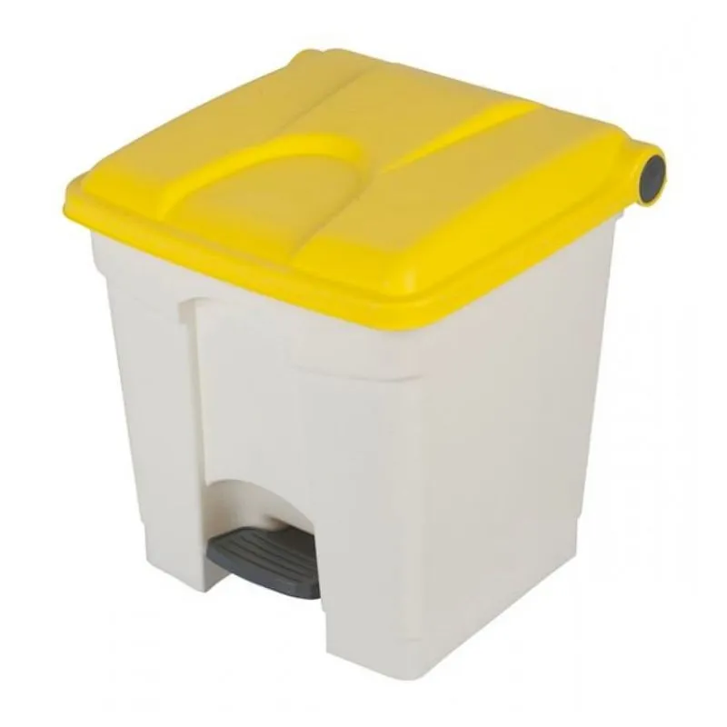 Poubelle à Pédale Blanche et Jaune - 30 L