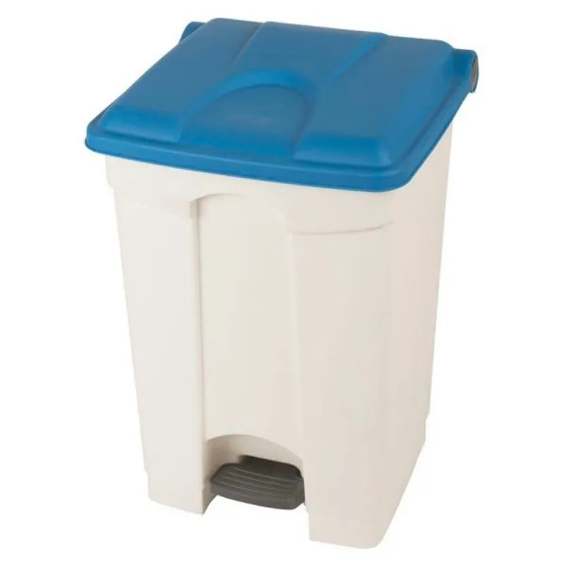 Poubelle à Pédale Blanche et Bleue - 45 L