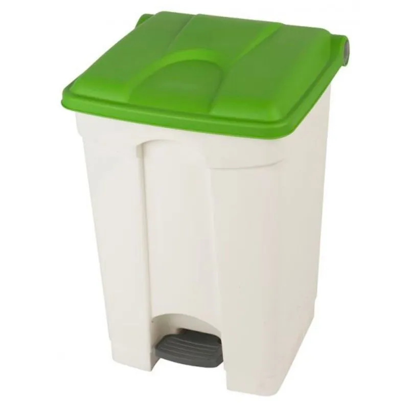 Poubelle à Pédale Blanche et Verte - 45 L