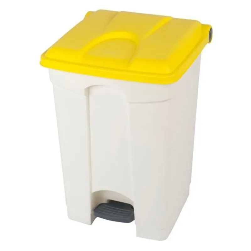 Poubelle à Pédale Blanche et Jaune - 45 L