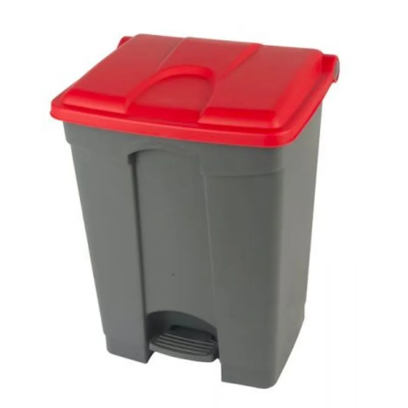 Poubelle à Pédale Grise et Rouge - 70 L
