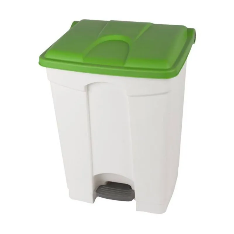 Poubelle à Pédale Blanche et Verte - 70 L