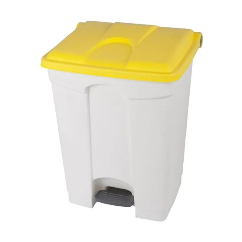 Poubelle à Pédale Blanche et Jaune - 70 L