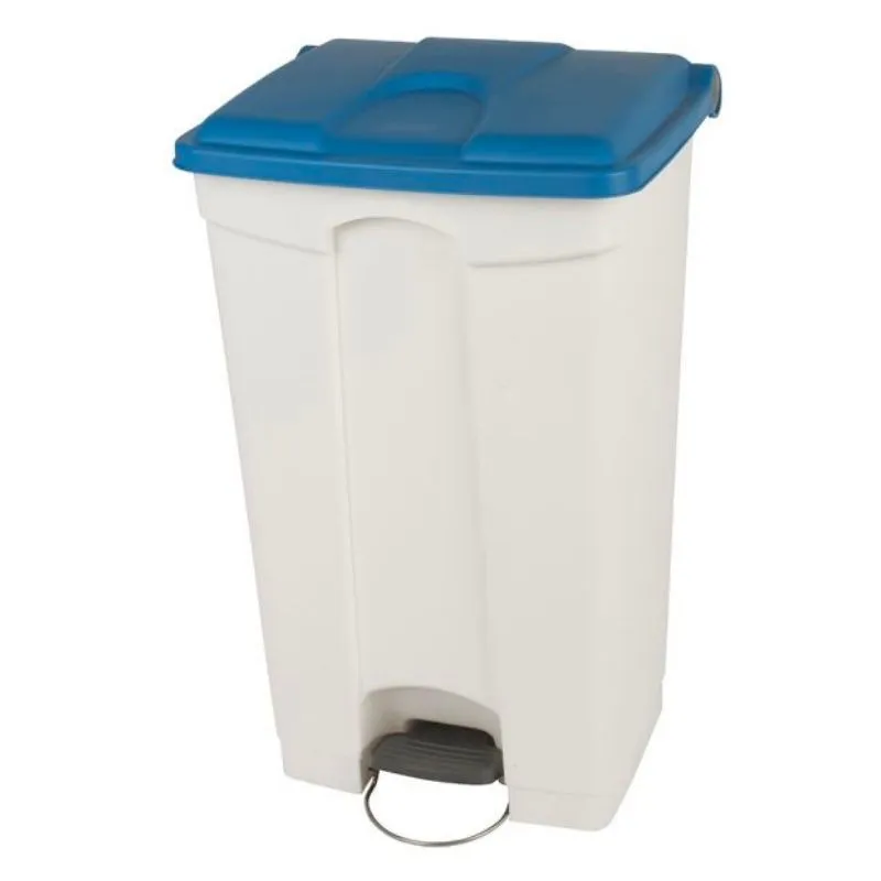 Poubelle à Pédale Blanche et Bleue - 90 L