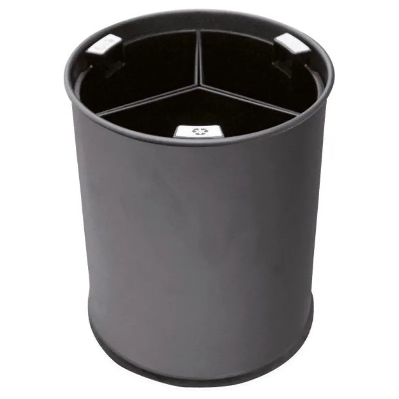 Corbeille de Tri Noire 3 Compartiments - 13 L