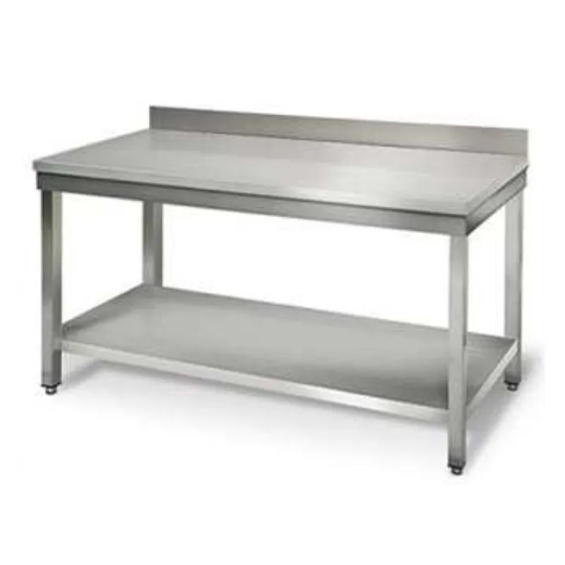Table Inox avec Etagère et Dosseret - P 700 mm - L 2000 mm