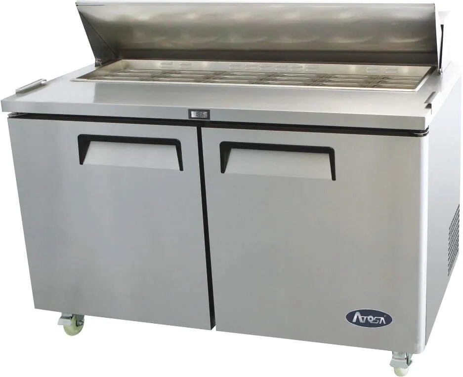 Saladette Positive 2 portes - 16 bacs GN 1/6 - Polyéthylène
