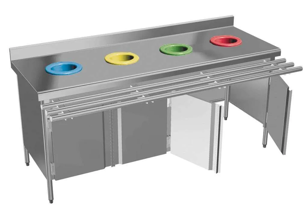 Table de Tri Sélectif 4 Portes - Roulettes Polyamide