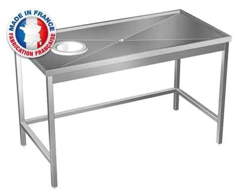 Table de Débarrassage sur Mesure avec Trou Vide-Déchets - L 1451 à 1650 mm