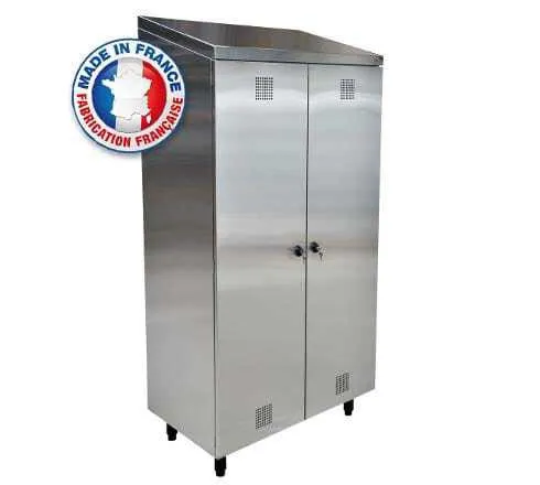 Armoire Inox à Balais 2 Portes Battantes avec Roulettes