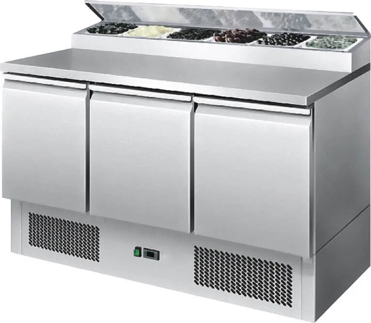 Saladette Compacte GN 1/3 - 3 Portes à Toit Ouvrant - 7 Bacs GN 1/3