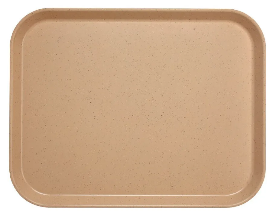 Plateau en Polyester 36 x 46 cm à Rebords Élevés - Moka Moucheté - Lot de 12