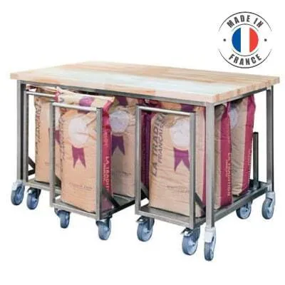 Table de Boulangerie avec Chariots Porte-Sacs Farine - L 1200 mm