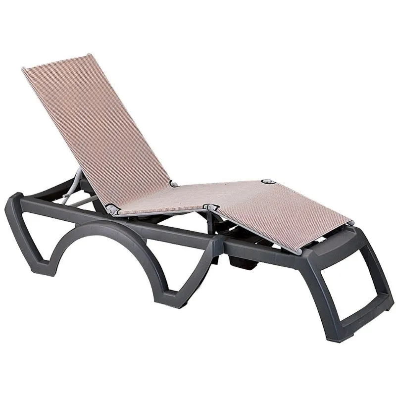 Chaise Longue Bali - Anthracite / Beige Chiné