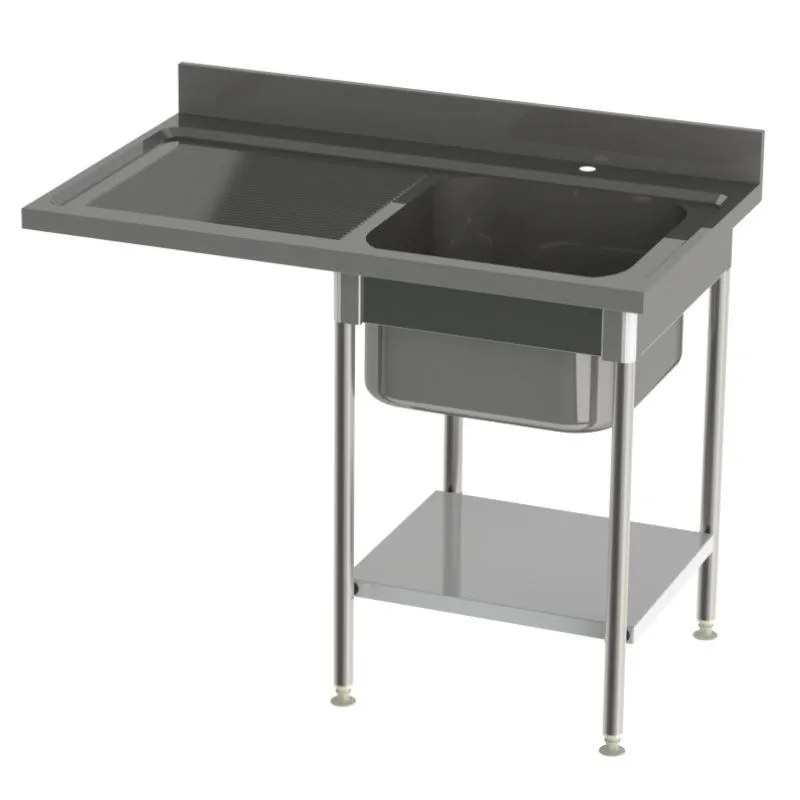 Plonge Spéciale Lave-Vaisselle avec Etagère - 1 Bac et Egouttoir à Gauche - L 1200 mm