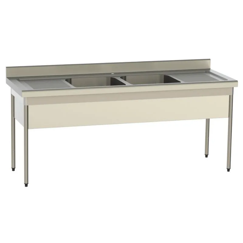 Plonge Standard 2 Bacs et 2 Egouttoirs avec Cache-Cuve - P 700 - L 2100 mm