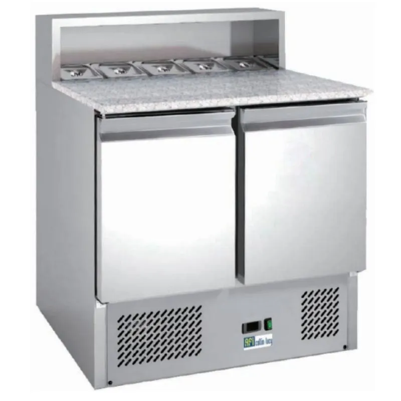Meuble à Pizza Réfrigéré Toit Inox - 2 Portes