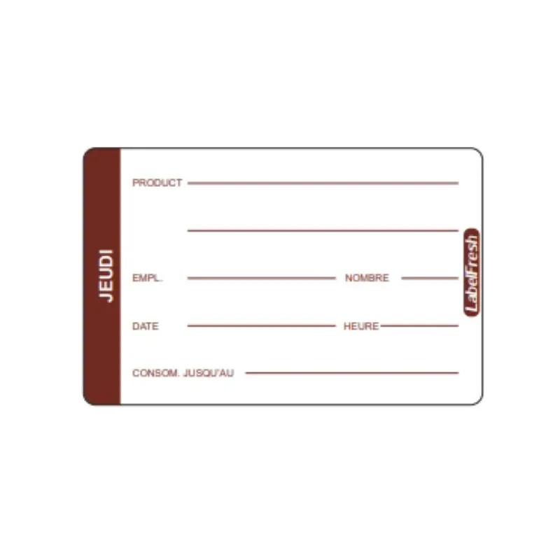 Etiquette de Traçabilité LabelFresh Pro - Jeudi - 70 x 45 mm - Lot de 500