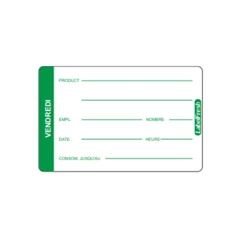 Etiquette de Traçabilité LabelFresh Pro - Vendredi - 70 x 45 mm - Lot de 500