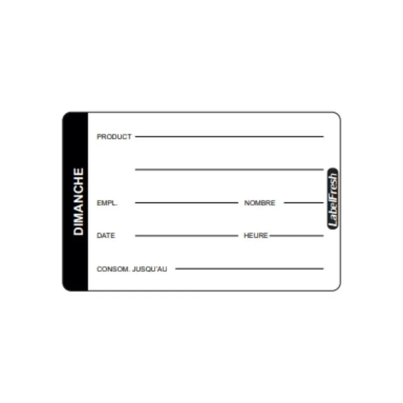 Etiquette de Traçabilité LabelFresh Pro - Dimanche - 70 x 45 mm - Lot de 500