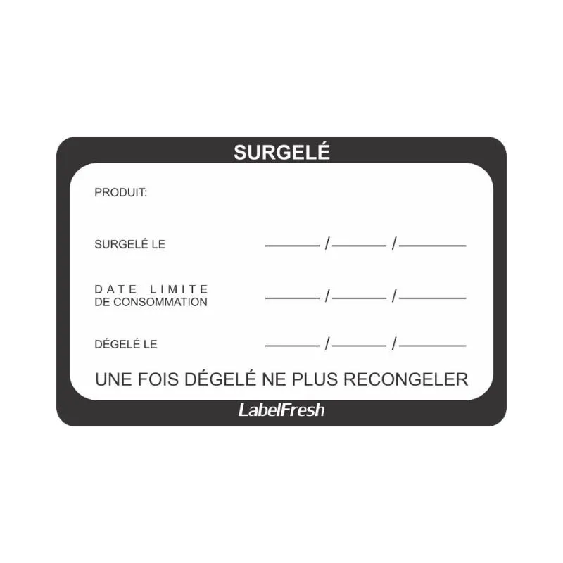 Etiquette de Traçabilité LabelFresh - Surgelés - 70 x 45 mm - Lot de 500