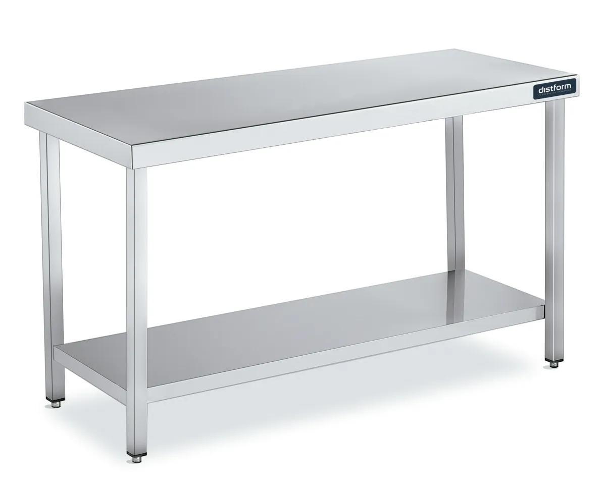 Table Inox Centrale 1500x500 avec Etagère