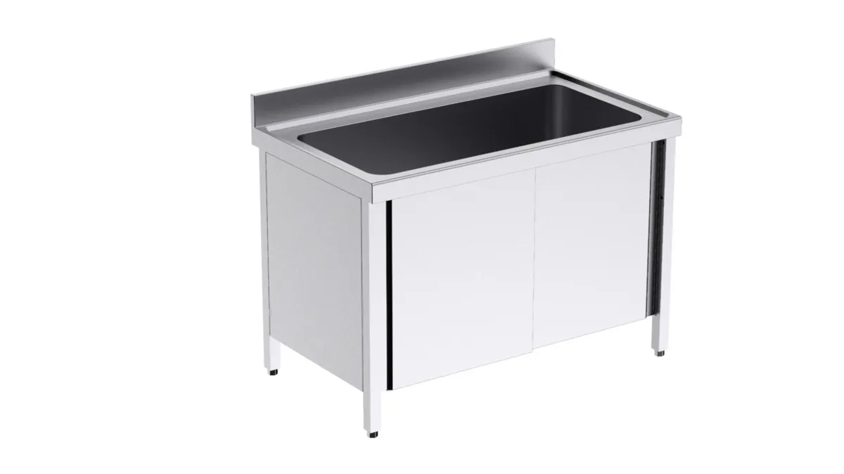 Plonge 1 Grand Bac avec Portes - L 1200 x P 700 mm
