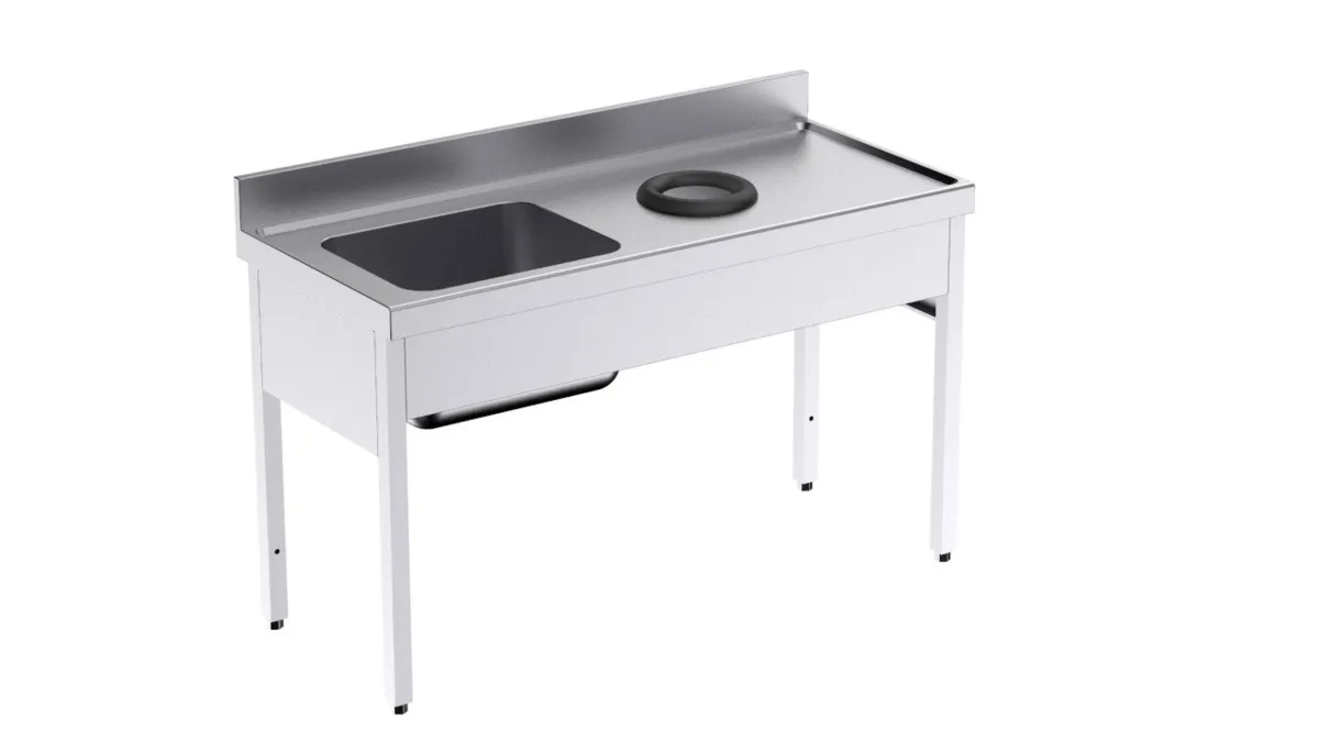 Plonge 1 Bac avec Trou Vide-Déchets - L 1400 x P 700 mm