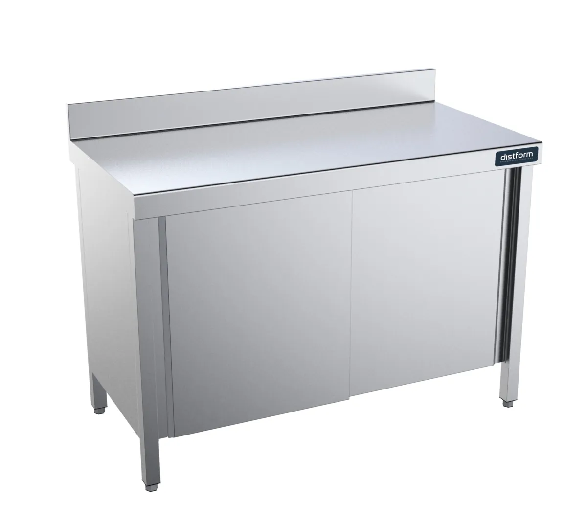 Meuble Inox Bas avec Dosseret et Portes Battantes - L 800 x 800 mm