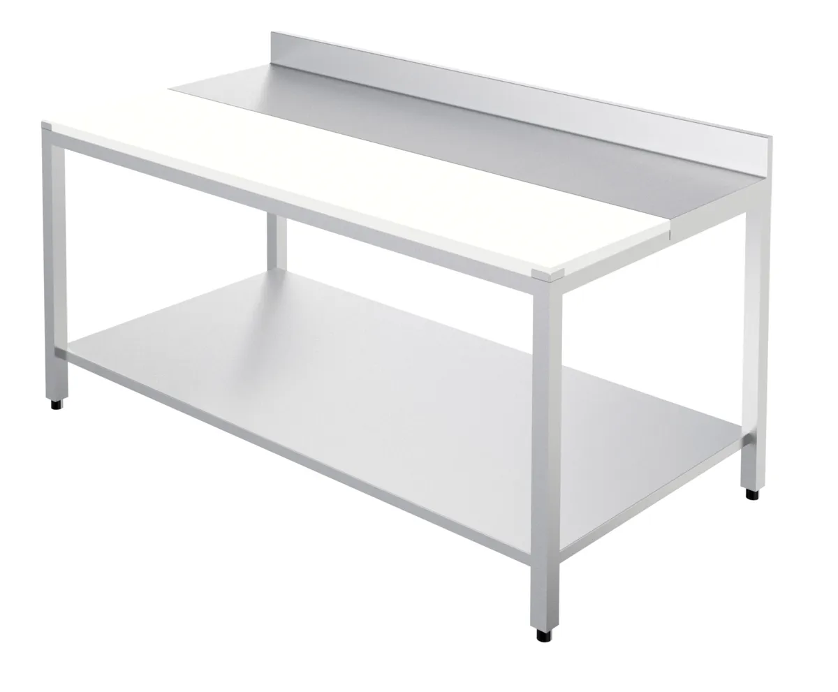 Table de Découpe avec Dosseret et Etagère - L 1000 x P 700 mm