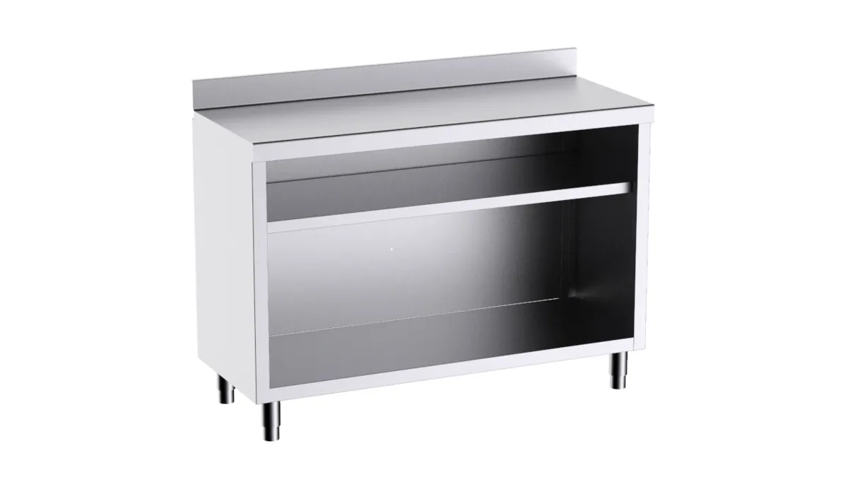 Table Comptoir avec Dosseret et 1 Etagère Intermédiaire - 1500x600x1050